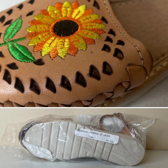 New Fatima Artesanias Huaraches Girasol Sunflower Sandals Size MX 26 US 9 - Picture 15 of 16